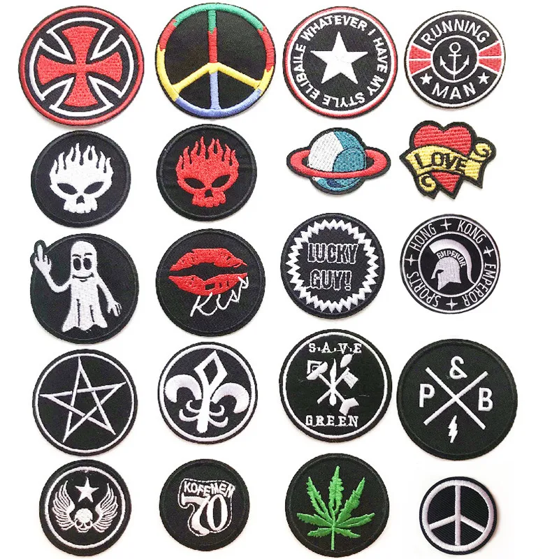 Skeleton Anti-war Individual slogans Patch Embroidered for Clothing DIY Stripes Applique patches Iron on Badges stickers