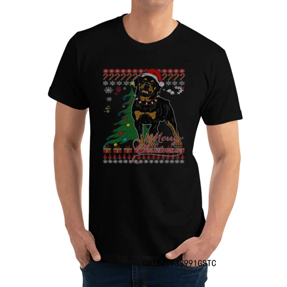 Geek Ugly Christmas Sweater For Rottweiler Dog Love Men's T Shirt Graphic Labor Day Premium Cotton Tops Tees Camisas Tee Shirt