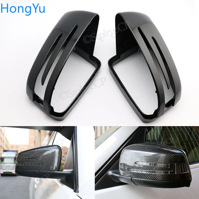 

For Mercedes Benz A Class W176 2013-2018 Rearview mirror cover bright black carbon fiber pattern mirror cover Mirror accessories