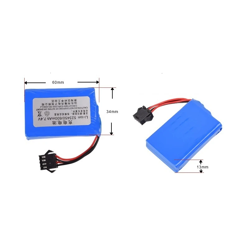 TERANTY Power 1 szt. Akumulator 7,4 V do ciężarówki E561 RC RC samochód RC łódź RC 7,4 V 600 mAh akumulator litowo-jonowy 523450   z wtyczką 4P-SM