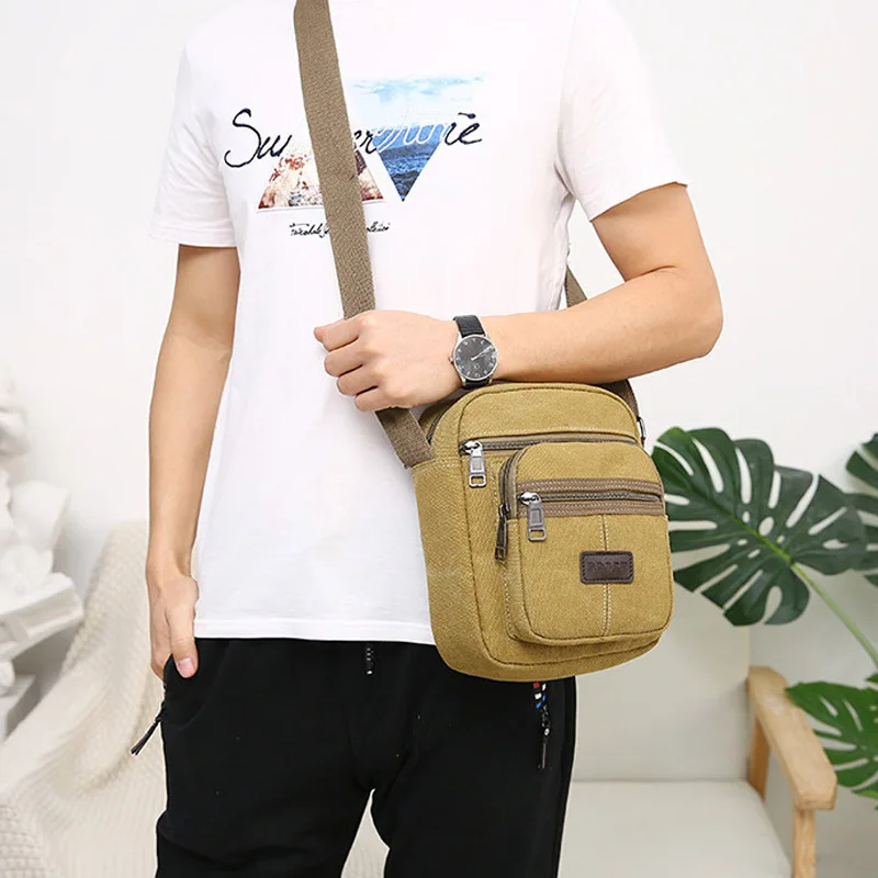 2021 New Men Canvas Shoulder Bag Casual Simple Small Travel Men\'s Crossbody Bag Luxury Men Messenger Bags Satchel Handbags Tote