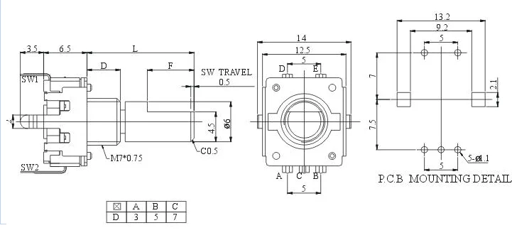 2PCS High quality ec12 metal handle digital encoder with switch 24 positioning with thread sawtooth shaft length 15mm