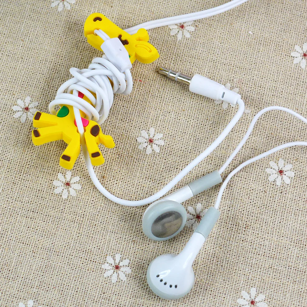 Organizador de auriculares con bonito Cable, jirafa económica, dibujos animados creativos, animal, rosa y amarillo opcional