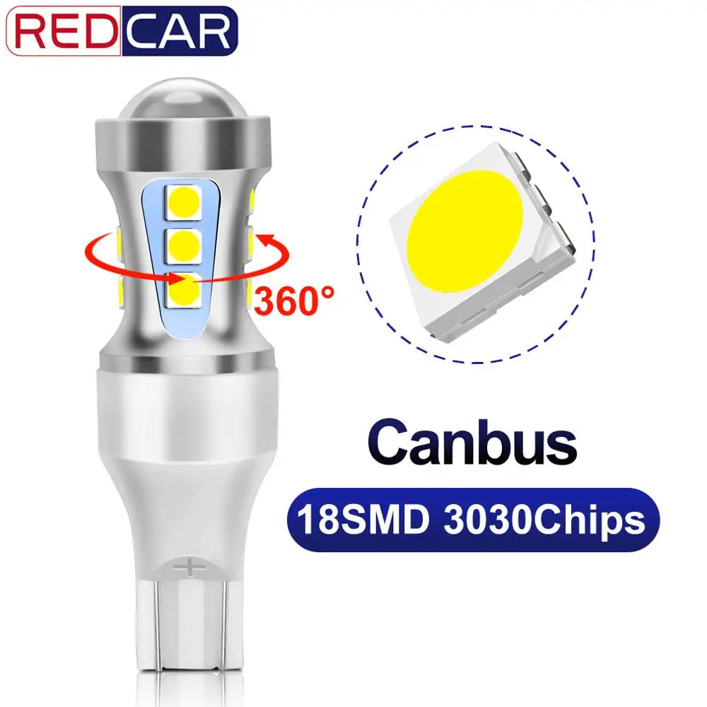 1pcs T15 W16W Canbus OBC Error Free Led Bulb 921 912 18SMD 3030 Chips Car Reverse Lamp Auto Backup Car Daytime Running Light 12V