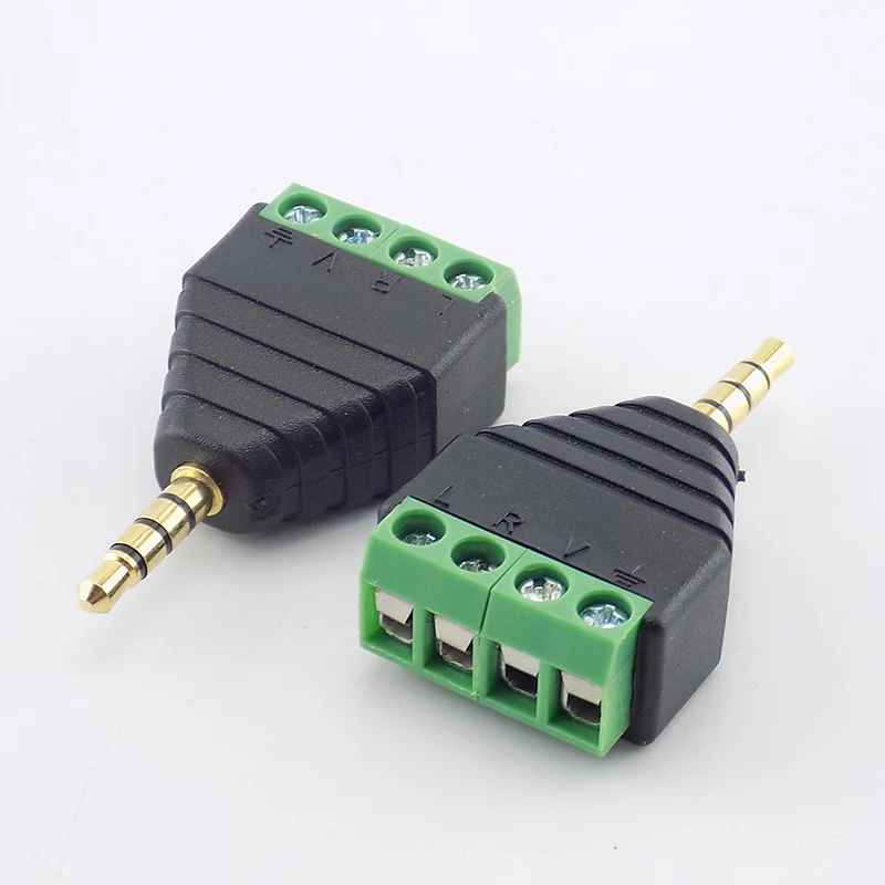 3.5mm Jack Headphone Plug 3 Pole/4 Pole Stereo Solderless Connector Audio Head To Terminal DIY Plug