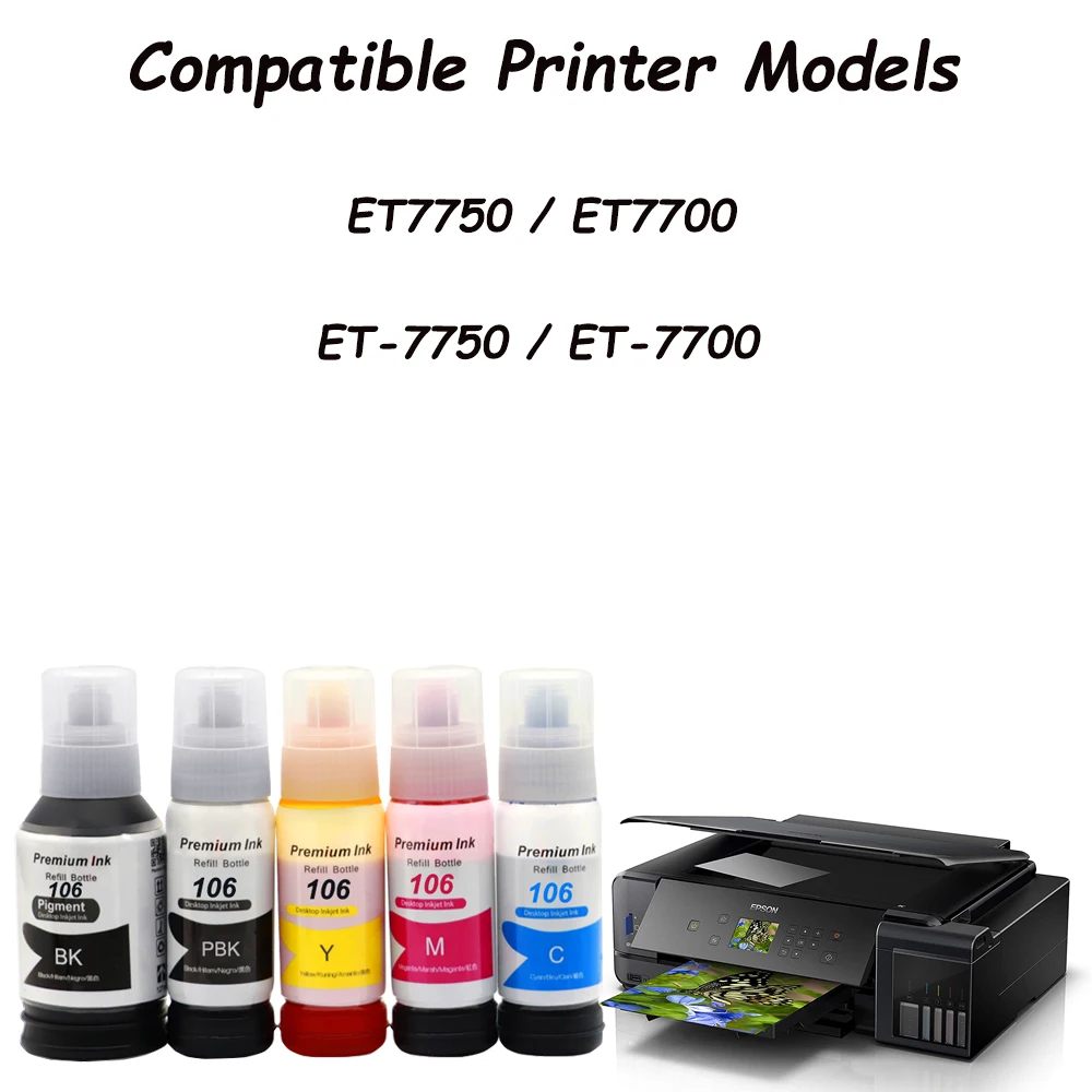 YC Compatible for Epson 106 Ink Bottles 106 work in Expression Premium ET-7750 ET-7700 ET7750 Printer ET7700 Printer