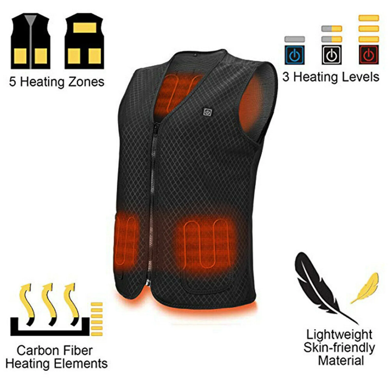 Newly Electric Heated Vest Jackets Usb Warm Up Heating Pad Body Warmer Winter Clothing Unisex Chaleco Calefactable 발열조끼