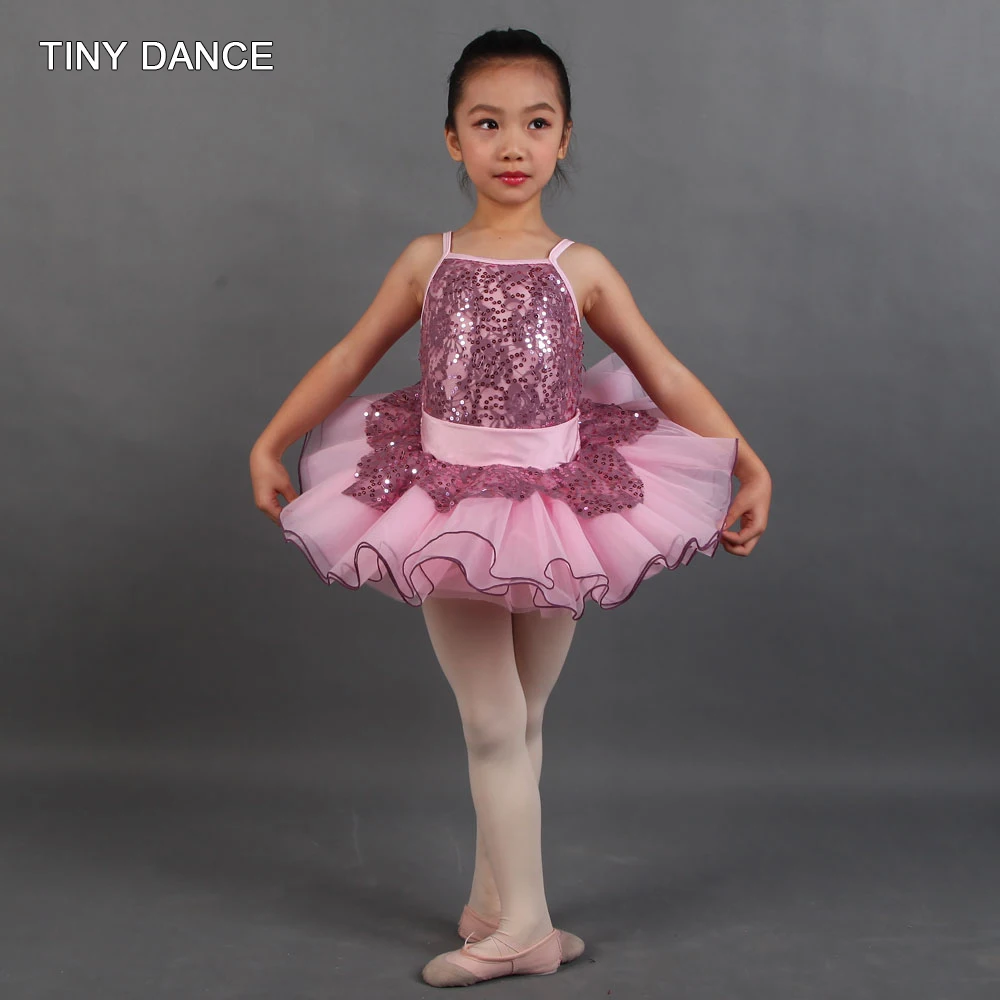 Pink Sequin Lace Camisole Ballet Tutu Dress Platter Tutu for Kids Stage Show Costume Performance Tutus Dancing Dresses 20145