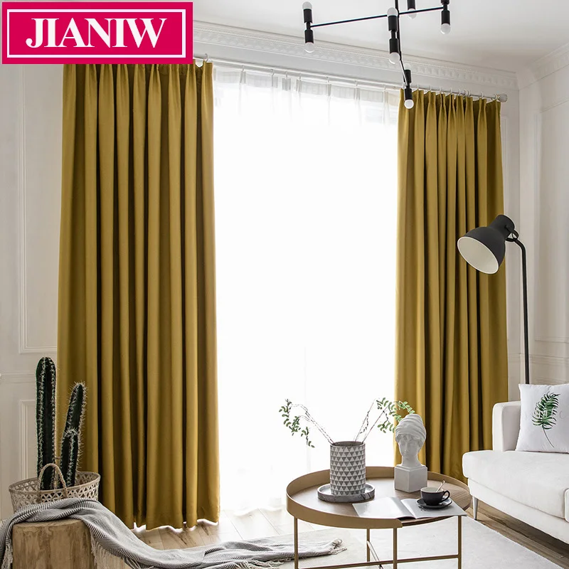 JIANIW 90-95% Shading Rate Blackout Curtain Drape Panel Noise Reducing Thermal Insulated Window Curtains Blinds for Living Room