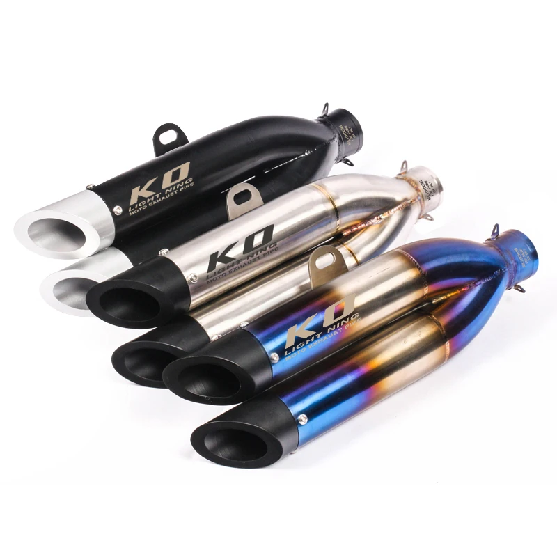 

51mm Universal Motorcycle Exhaust Dual Muffler Without Silencer 420mm Carbon Fiber And Aluminum Alloy For ATV Street Bike