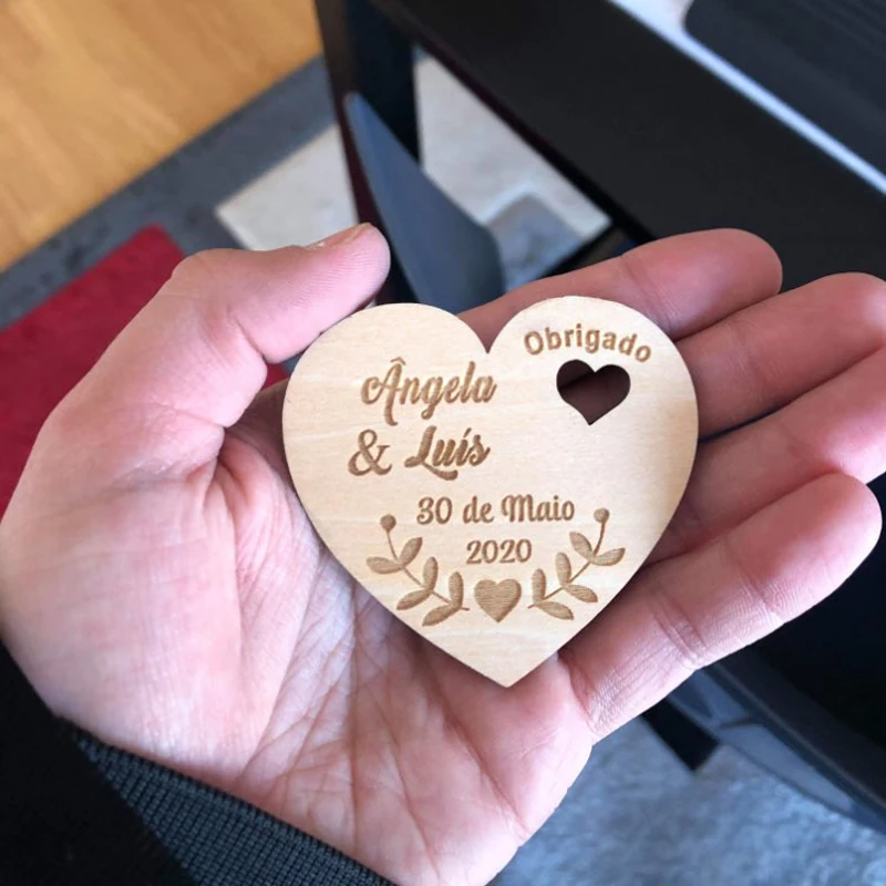 Personalized Wedding Laser Heart Save the Date Magnets,Custom wood rustic save the date,party favors gifts