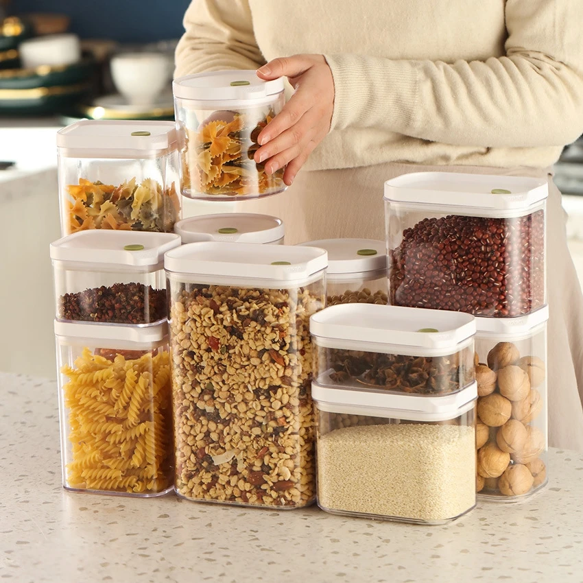 Kitchen Plastic Food Storage Container Refrigerator Food Organizer Noodle Box Multigrain Storage Tank Transparent Sealed Cans