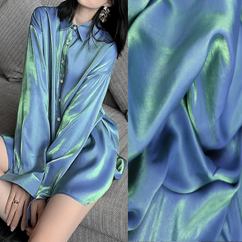 Two-color Gradient Shiny Fabric Creative Highend Dress Skirt Jacket Fashion Designer Cloth  Jersey Knit Fabric Sewing Diy Cotton