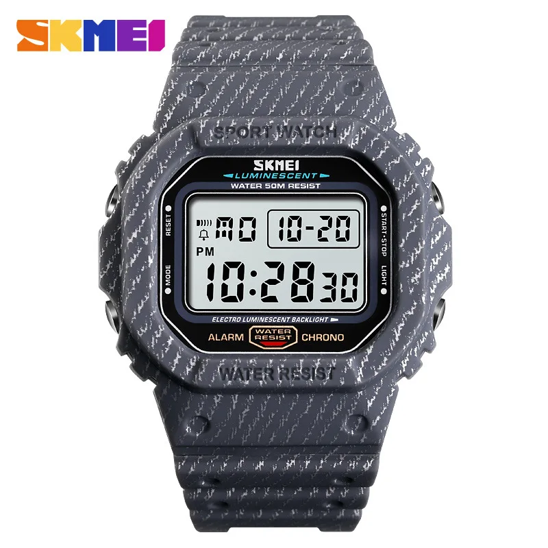 Square Denim Stripes Digital Watch SKMEI 1471 Brand Sport Watch Waterproof 50m Electronic LED Male Wrist Watch Alarm Clock