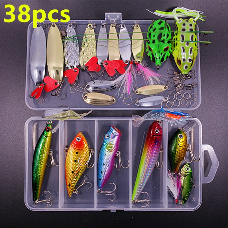 181pcs Fishing Lures Set Baits Tackle Crankbaits Spinnerbaits Plastic Worms VIB Jigs Topwater Lures Tackle Box Carp Fishing