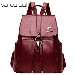 Casual Lady Large Capacity Backpack High Quality Soft Leather Backpacks for School Teenagers Girls Brand Designer Travel Bookbag