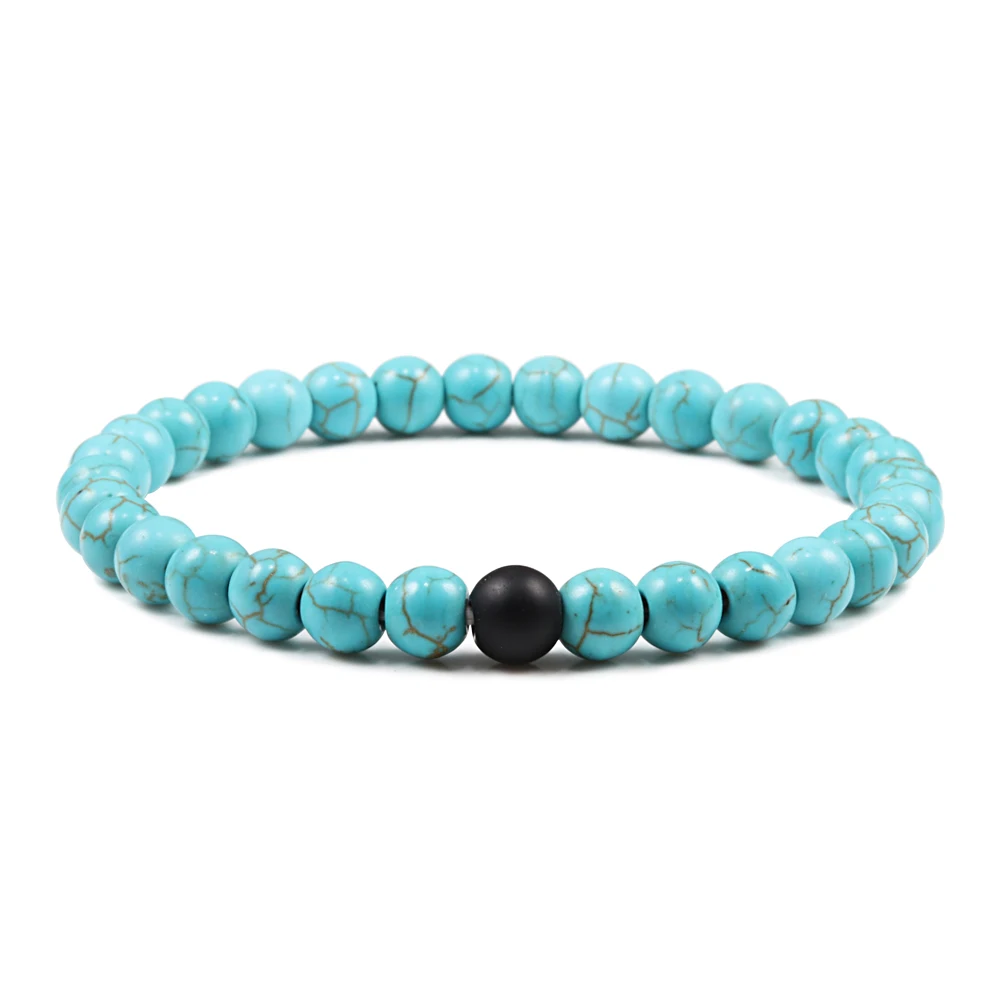 1-2PCS Natural Lava Stone Beaded Bracelets Set