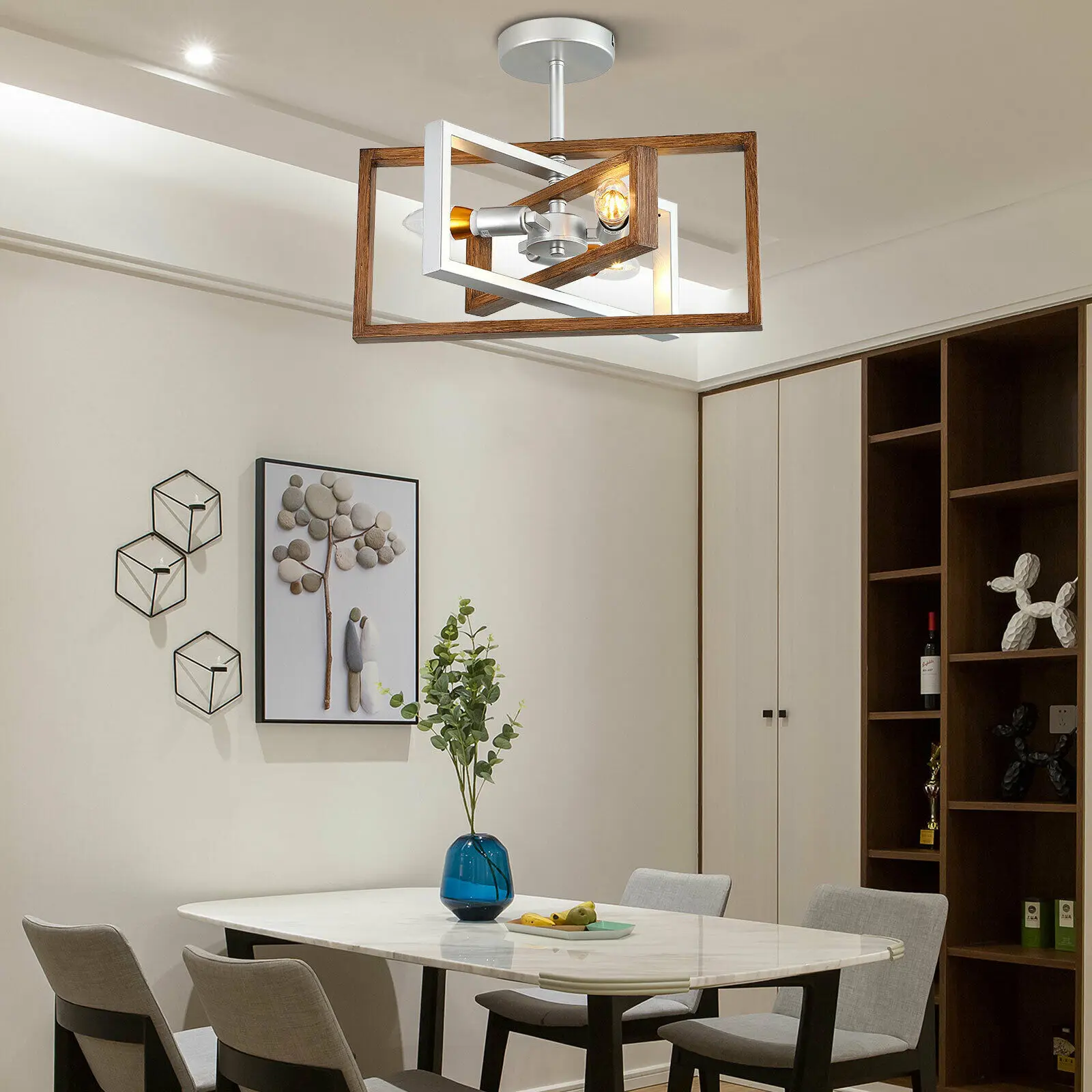 OUKANING Indoor Rotatable Chandelier Ceiling Light Modern Farmhouse Pendant Lamp Fixture for Decor