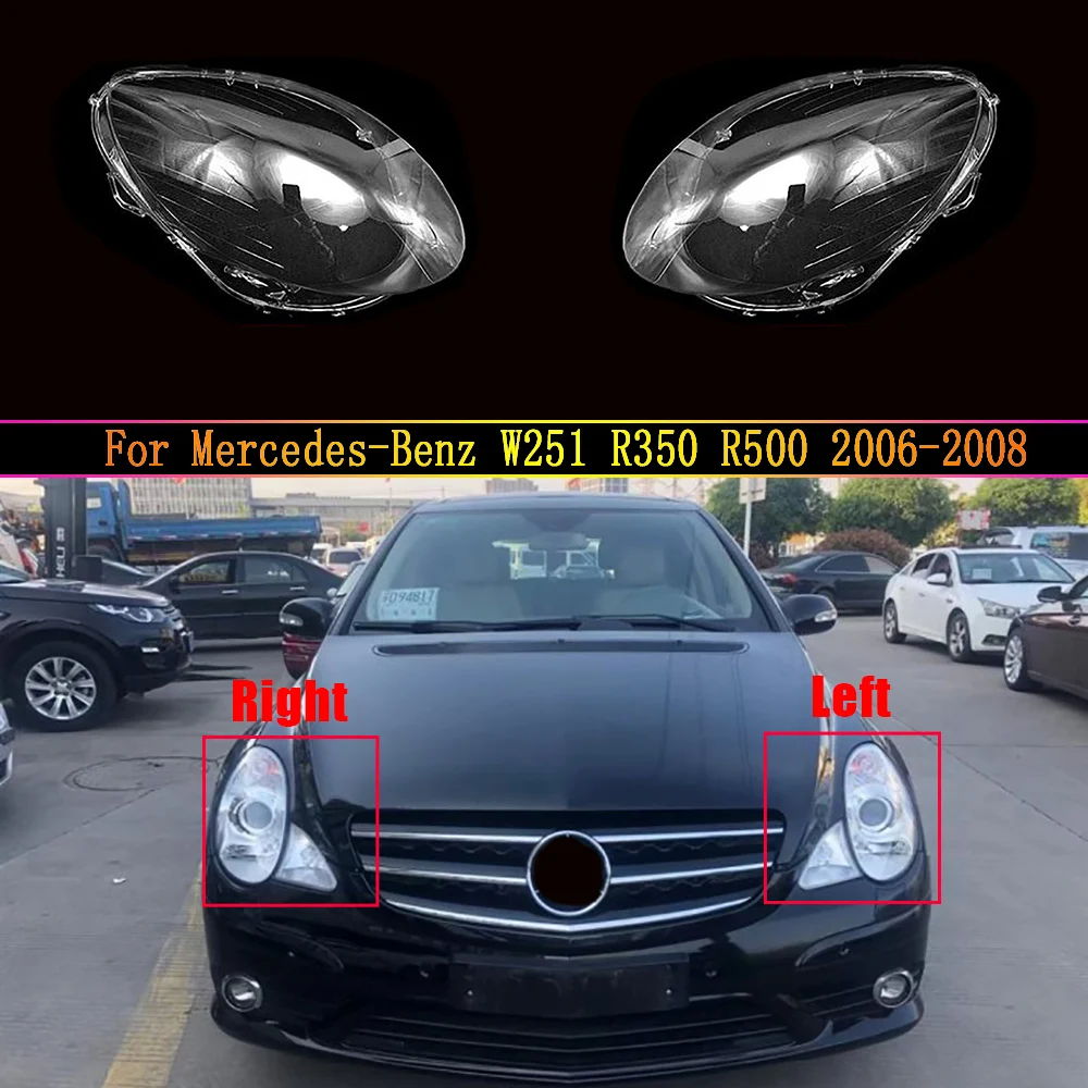 

Auto Lamp Case For Mercedes-Benz W251 R350 R500 2006 2007 2008 Glass Lens Shell Car Front Headlight Cover Light Caps