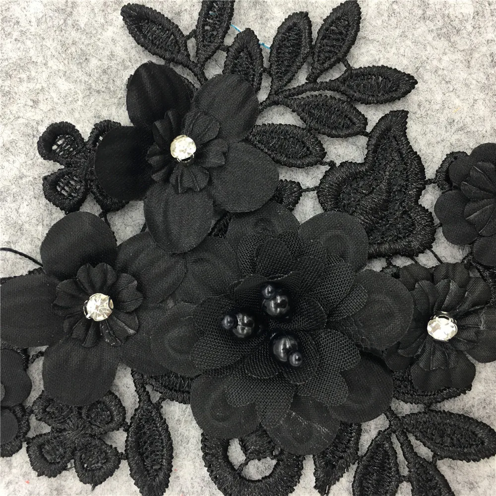 Brand new arrival black applique DIY lace fake collar embroidery craft neckline sewing clothing accessories 1 piece for sale