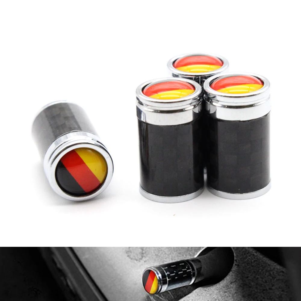 DSYCAR 4Pcs/Set Car Copper Carbon Fiber Tire Valve Stems Caps Wheel Tires Tire Stem Air Cap Airtight Covers Wheels Tires Parts