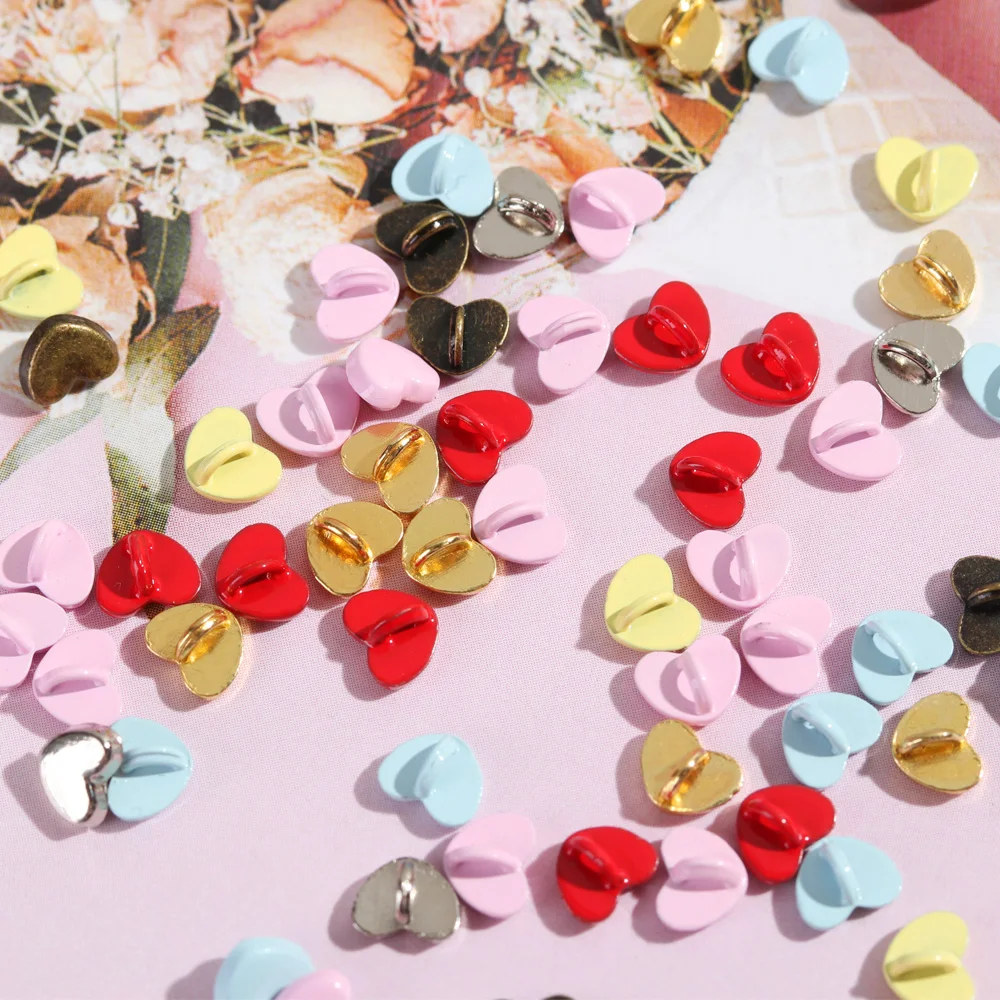 20Pcs Mini Button for DIY Doll Clothes 5mm Metal Buckle Lovely Heart Shape Decoration Buckles Dolls Clothing Sewing Accessories