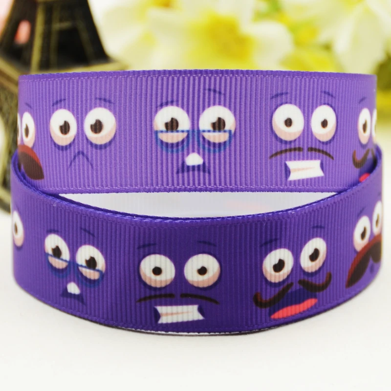 22mm 25mm 38mm 75mm Expression Cartoon printed Grosgrain Ribbon party decoration 10 Yards X-03319