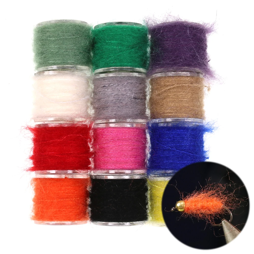 vampfly 12spools nymph fishing fly tying dubbing body wrapping floss thread