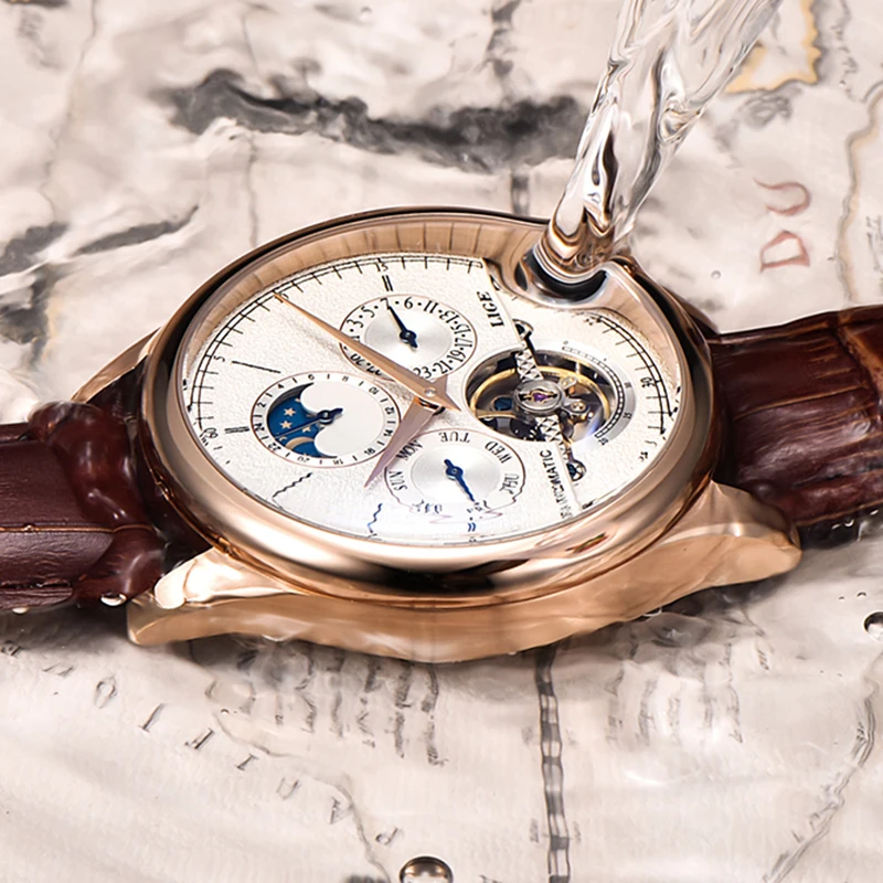 Men's Classic Retro Automatic Mechanical Watch, Leather Band