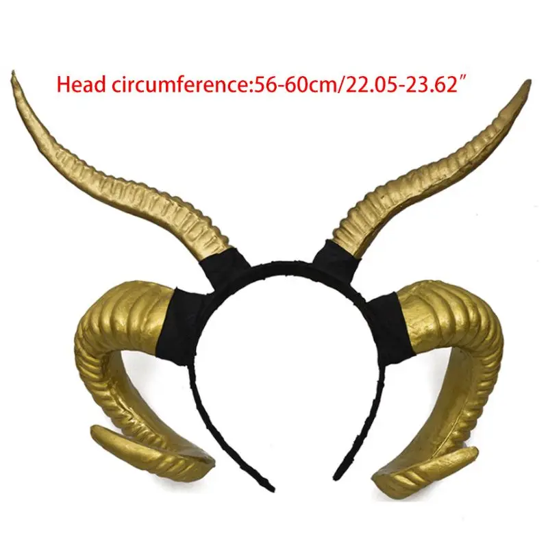 Gothic Punk Nữ Linh Dương Con Cừu Sừng Đầu Động Vật Rừng Cosplay Tóc Vòng Halloween Hóa Trang Quỷ Trang Phục Hình Đạo Cụ