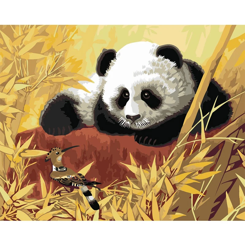 

RUOPOTY Paint By Numbers For Adults Children Panda DIY HandPainted Oil Painting Drawing On Canvas Unique Gift Home Decoration