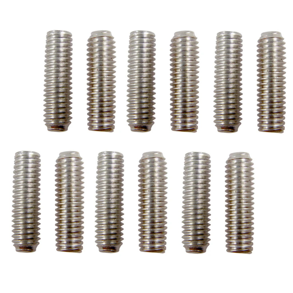 1 Pack/12pcs Guitars Bridge Saddle Height Adjust Hexagon Screws Bolts Silver Luthier Tools DIY