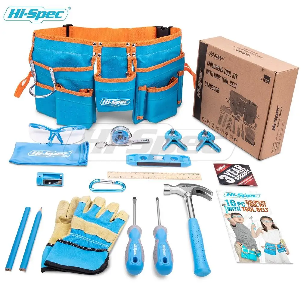 Hi-Spec My First Tool Set Real Waist Small Size Children Kids Tool Kit Belt Toy Gift Tools DIY Hand Tool Set for Kids Boys Girls