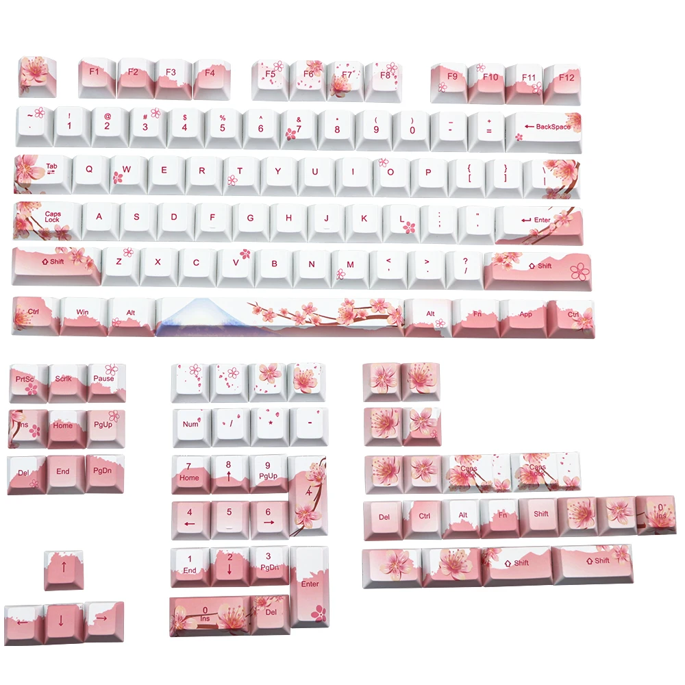 dye Subbed PBT Keycap 110/128 Keys Cherry Profile Keycaps For MX Switches dz60/GK64/TKL87/96/108 keyboard Sakura Keycap