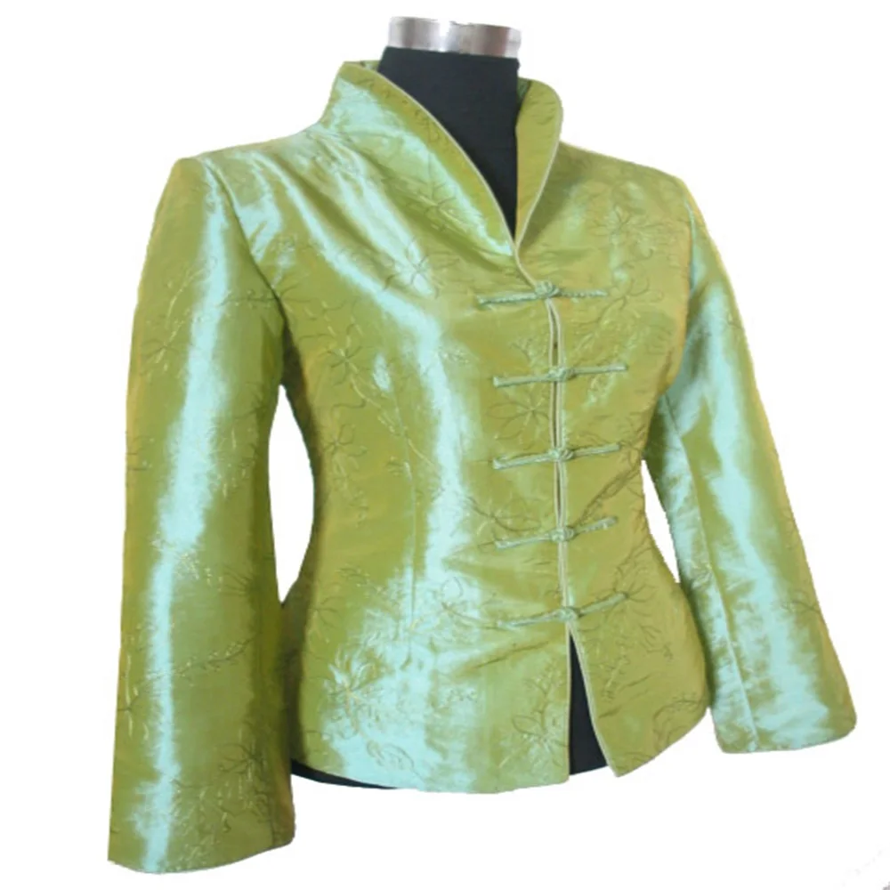 

Free Shipping Fashion Ladies Green Jacket Coat Outerwear Chinese tradition Tang suit Size M L 5XL 6XL 001