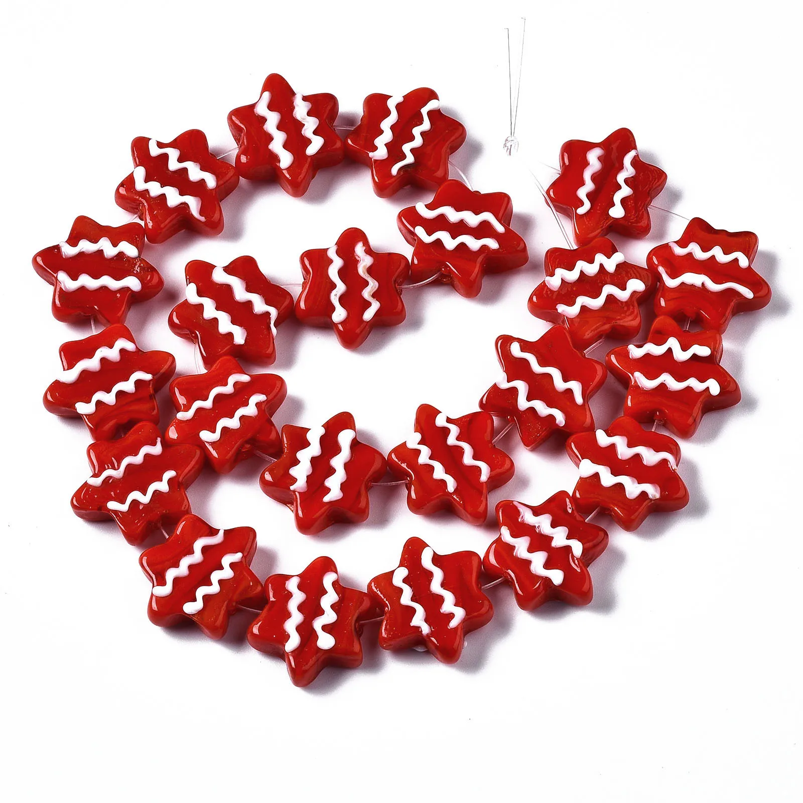 20~25Pcs Gingerbread Man Christmas Hat Tree Lampwork Beads Dangle Glass Beading Necklace Earrings DIY Jewelry Making Findings