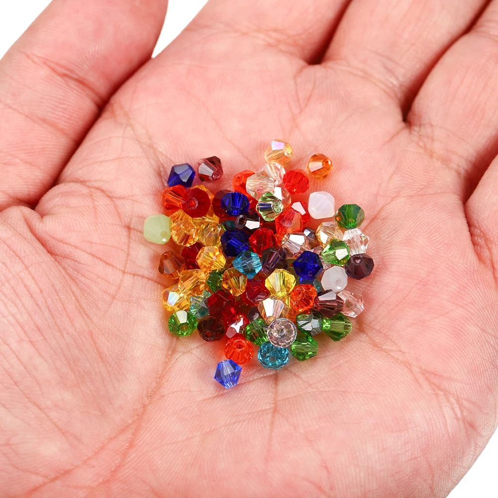 200pcs Austrian Transparency Crystal beads Bicone Glass Bead Loose Spacer Bead For DIY Bracelet Earrings Jewelry Making Supplies
