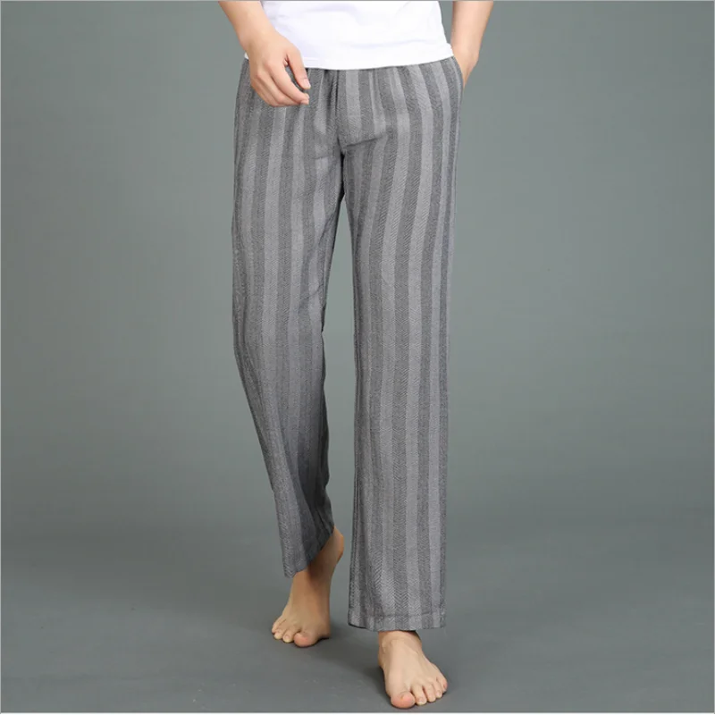 Spring Summer Men 100% Cotton Sleep Bottoms Male Plus Size Night Trousers Top Quality Lounge Pants Men Casual Plaid Home Pants