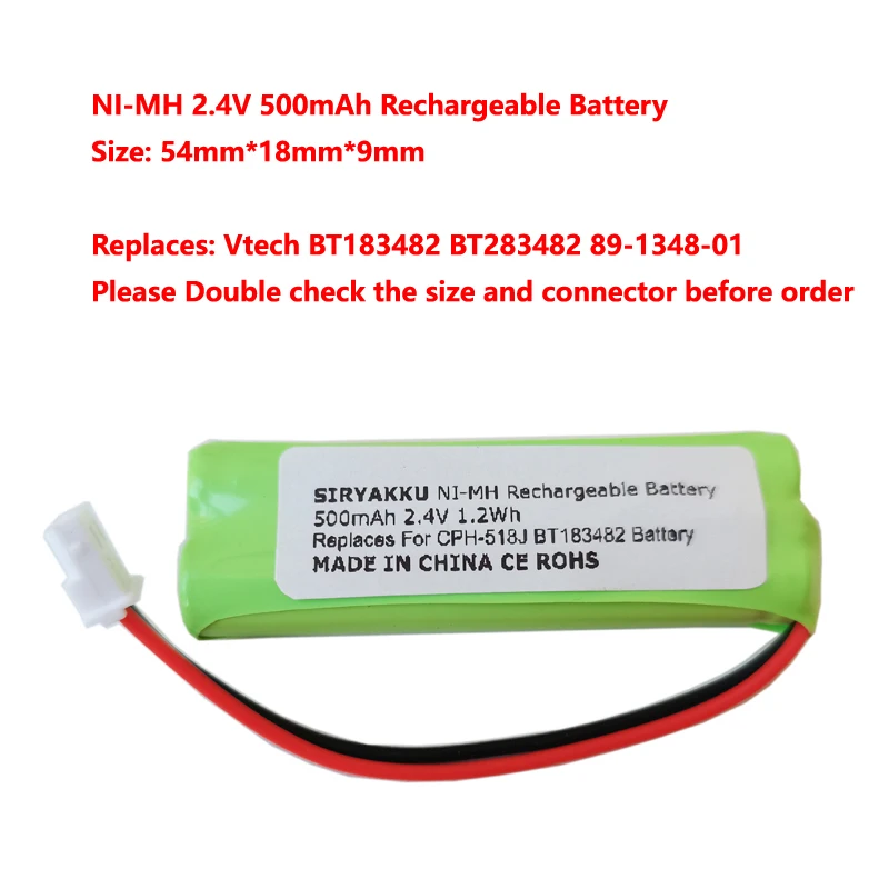 LS6426 LS6475 2.4V Cordless Phone Battery for Vtech DS6401 DS6421 DS6422 DS6472 BT183482 BT283482 89-1348-01-00
