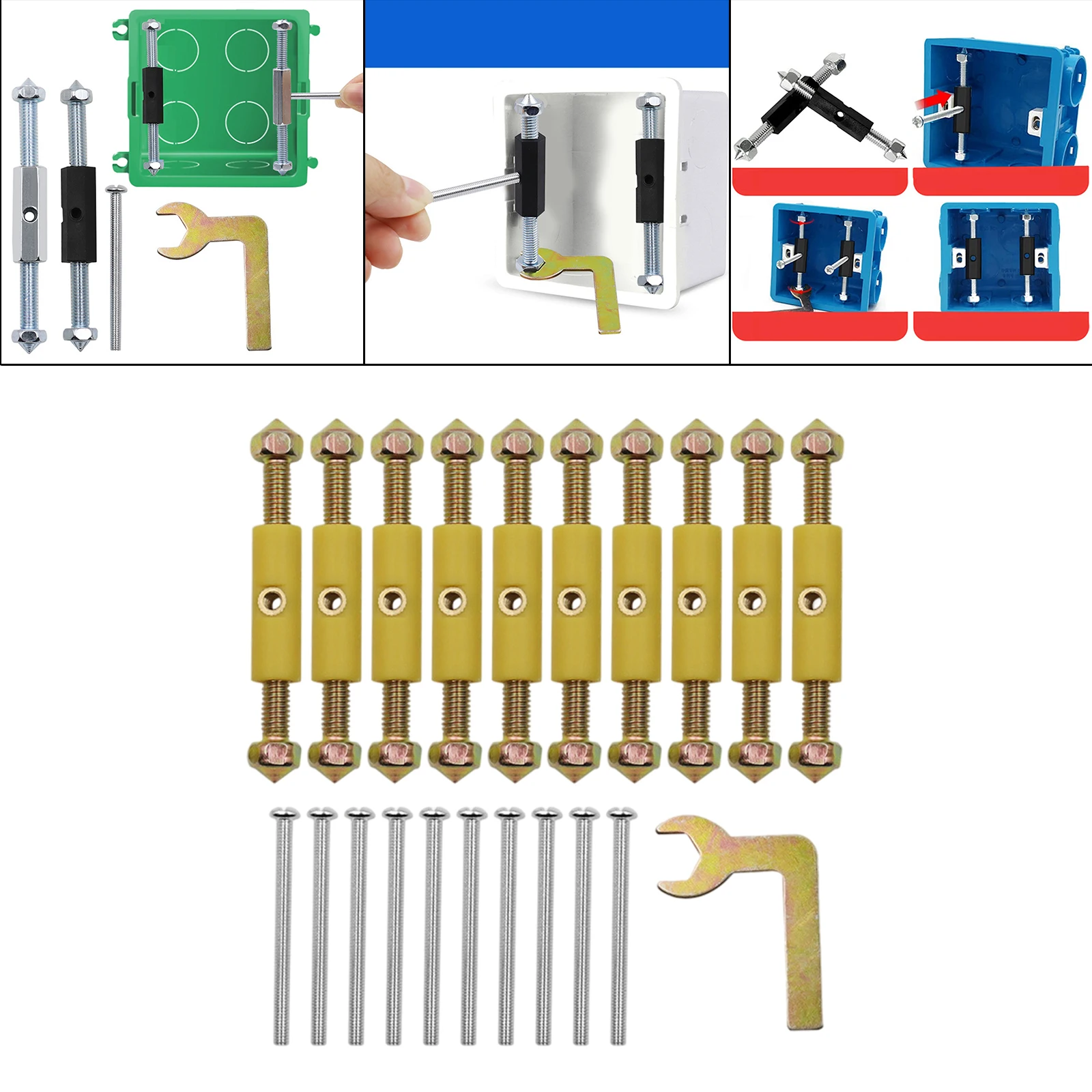 21 Pcs Kassette Schrauben Unterstützung Stange Kit, Reparatur Gerät, verhindern Lockerung Fixer Einstellbar für Wand Schalter Licht Schalter Buchse