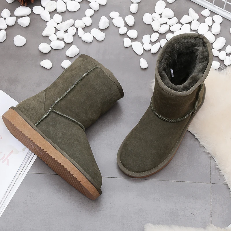 100% Genuine Cowhide Leather Snow Boots Women Top Quality Australia Boots Winter Boots For Women Warm Botas Mujer