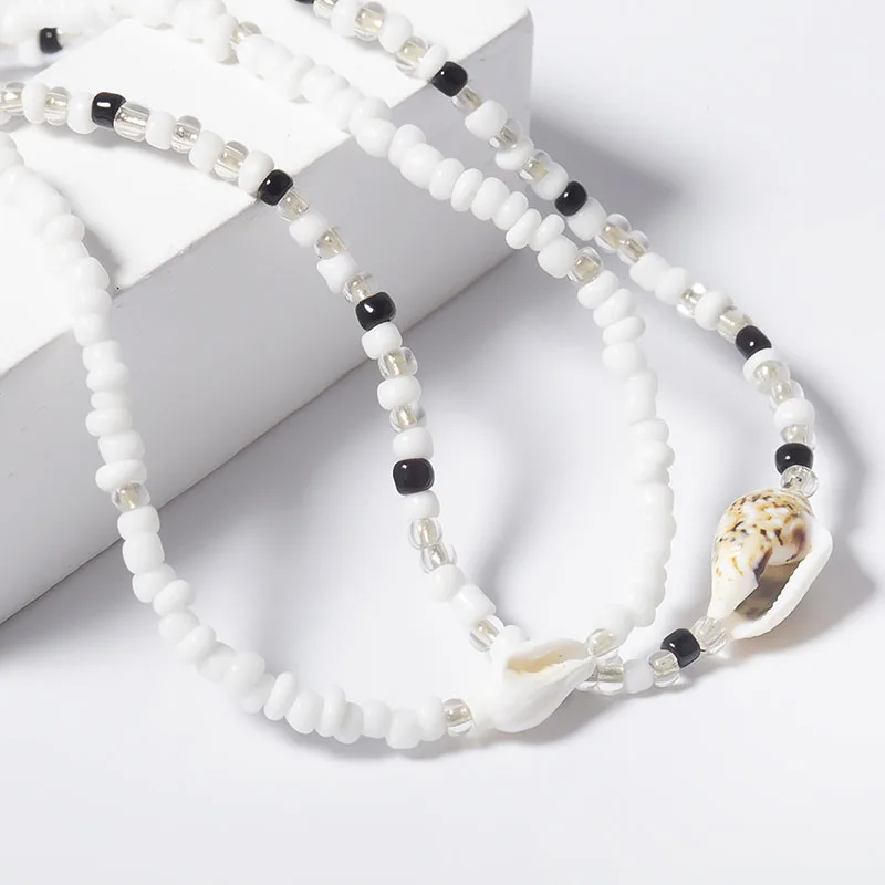 White Africa Beads Necklace for Women Shell Charm Choker Necklace Women\'s Short Neck Chains Boho Chocker Summer Beach Jewelry