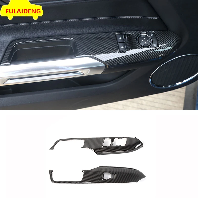 

2pcs For Ford Mustang 2015-2018 Carbon Fiber ABS Window Switch Panel Cover Tirm Car Styling Accessories