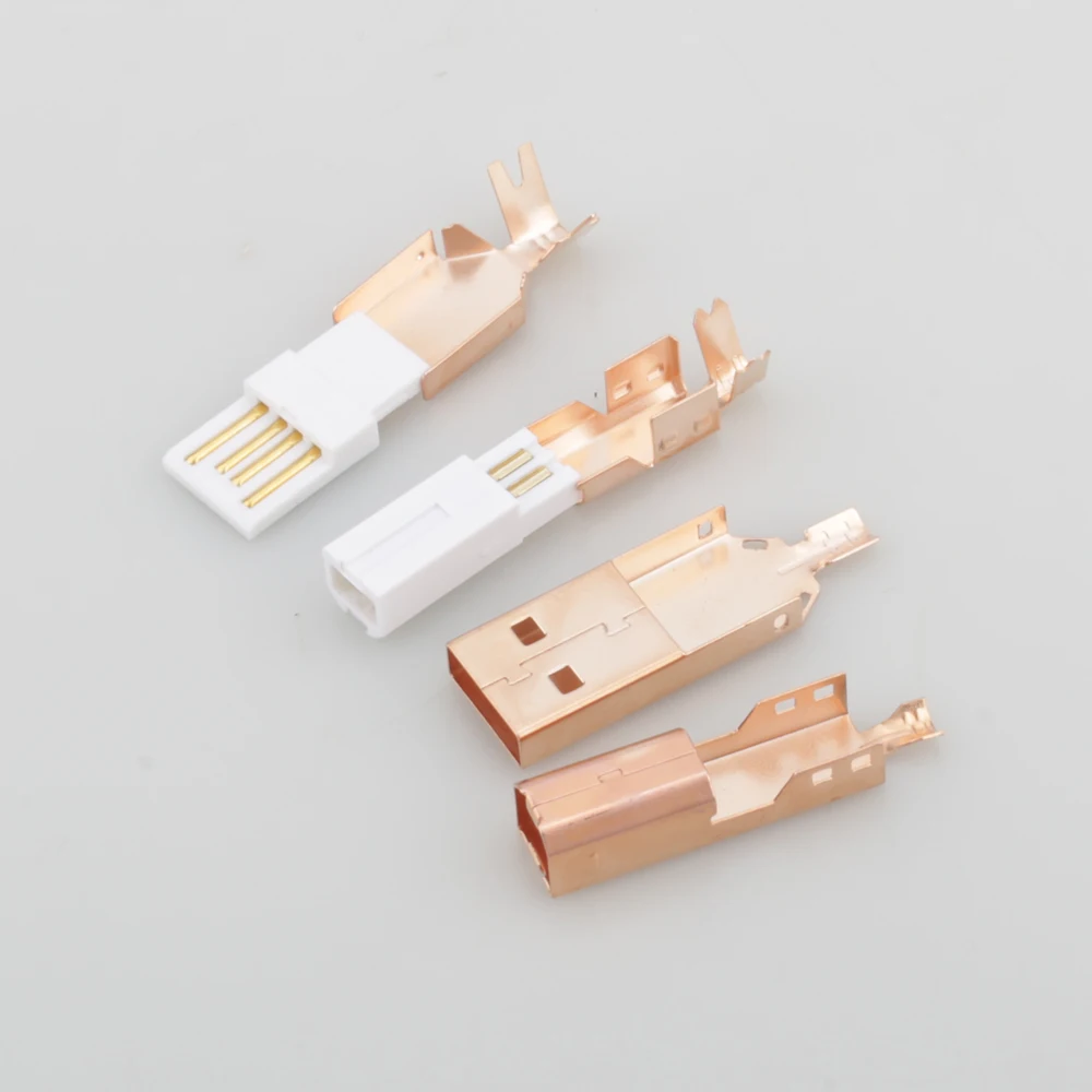 Hi-End Rose Gold Plated USB connector USB A+USB B Type A-B Plug For DIY USB Cable Taiwan Made