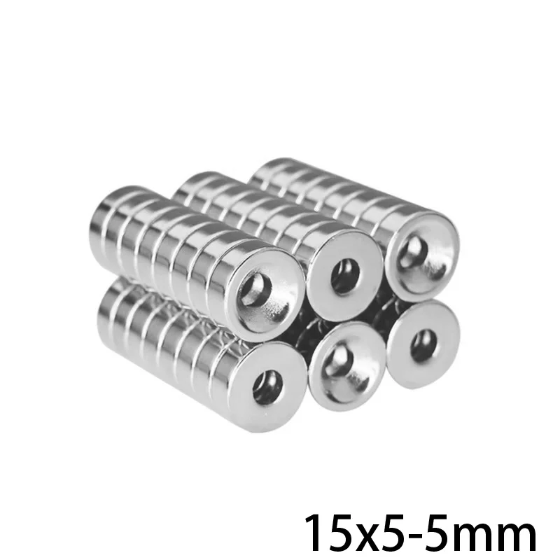 5~80PCS 15x5-5 MM Powerful Magnets 15*5 mm Hole 5 mm Permanent Neodymium Magnetic 15x5-5mm Countersunk Round Magnet 15*5-5