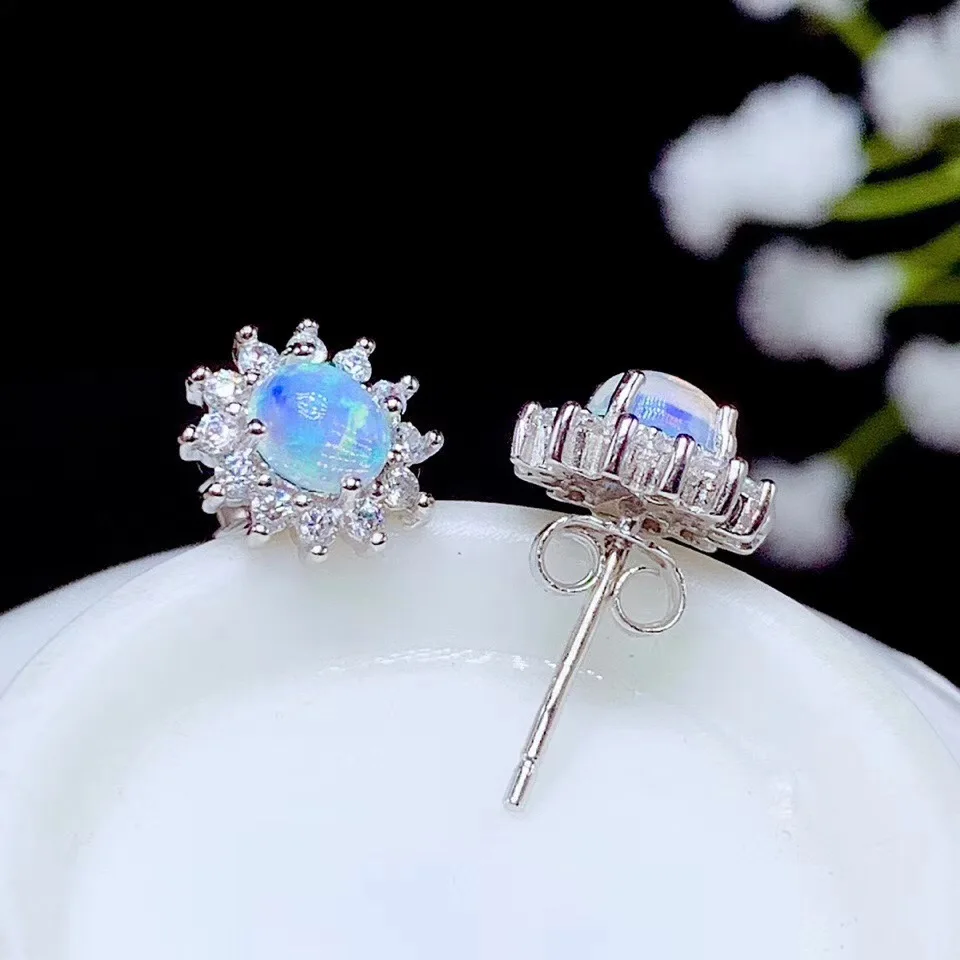 New natural opal earrings 925 silver ladies earrings graceful luxury fashion elegant design temperament earrings