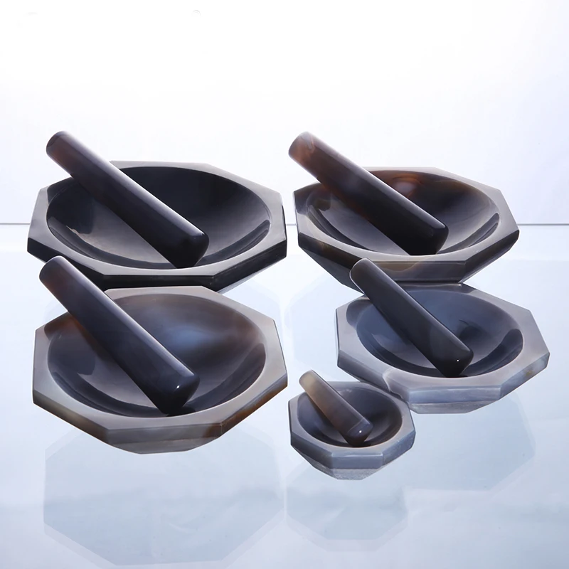 High Quality First Class 30mm to 100mm Agate Mortar with Pestle Rods Resistance to Abrasion