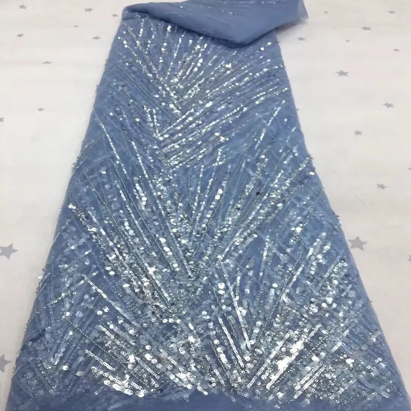 

advanced luxury lace fabric high quality french nigerian wedding handmade bead with sequin fabric green african laceTS9358