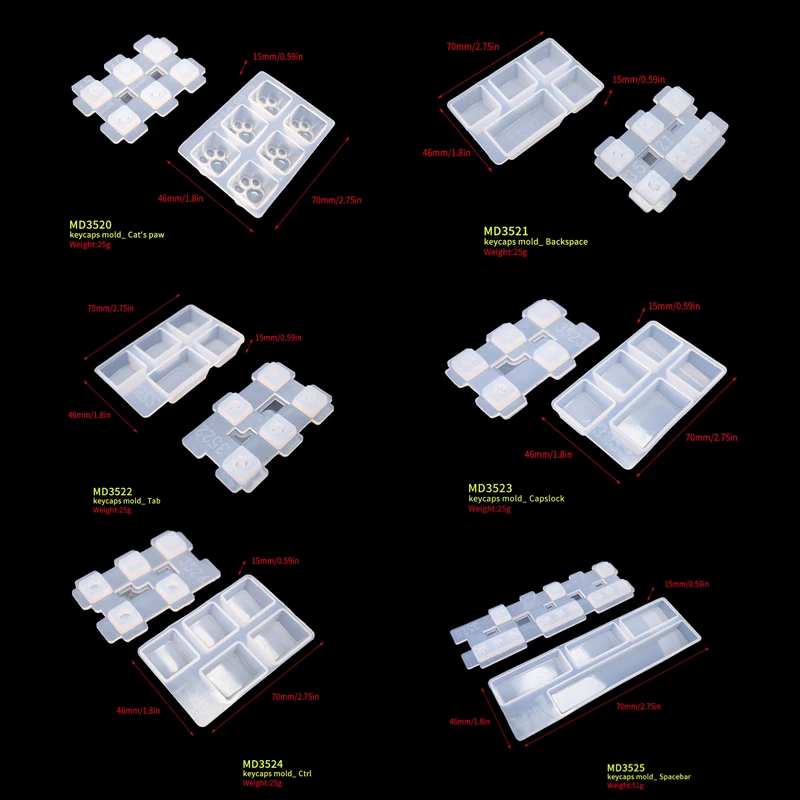 DM176 Keycap Mold Game Mechanical Keyboard Epoxy Resin Silicone Mould Key Puller Computer PC Gamer DIY Crafts Handmade Art