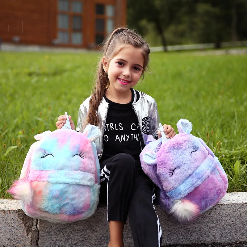 

1pc 30CM Lovely Colorful Unicorn Plush Backpack Toy Kawaii Fashion Travel Bag for Girls Children Kids High Quality Birthday Gift